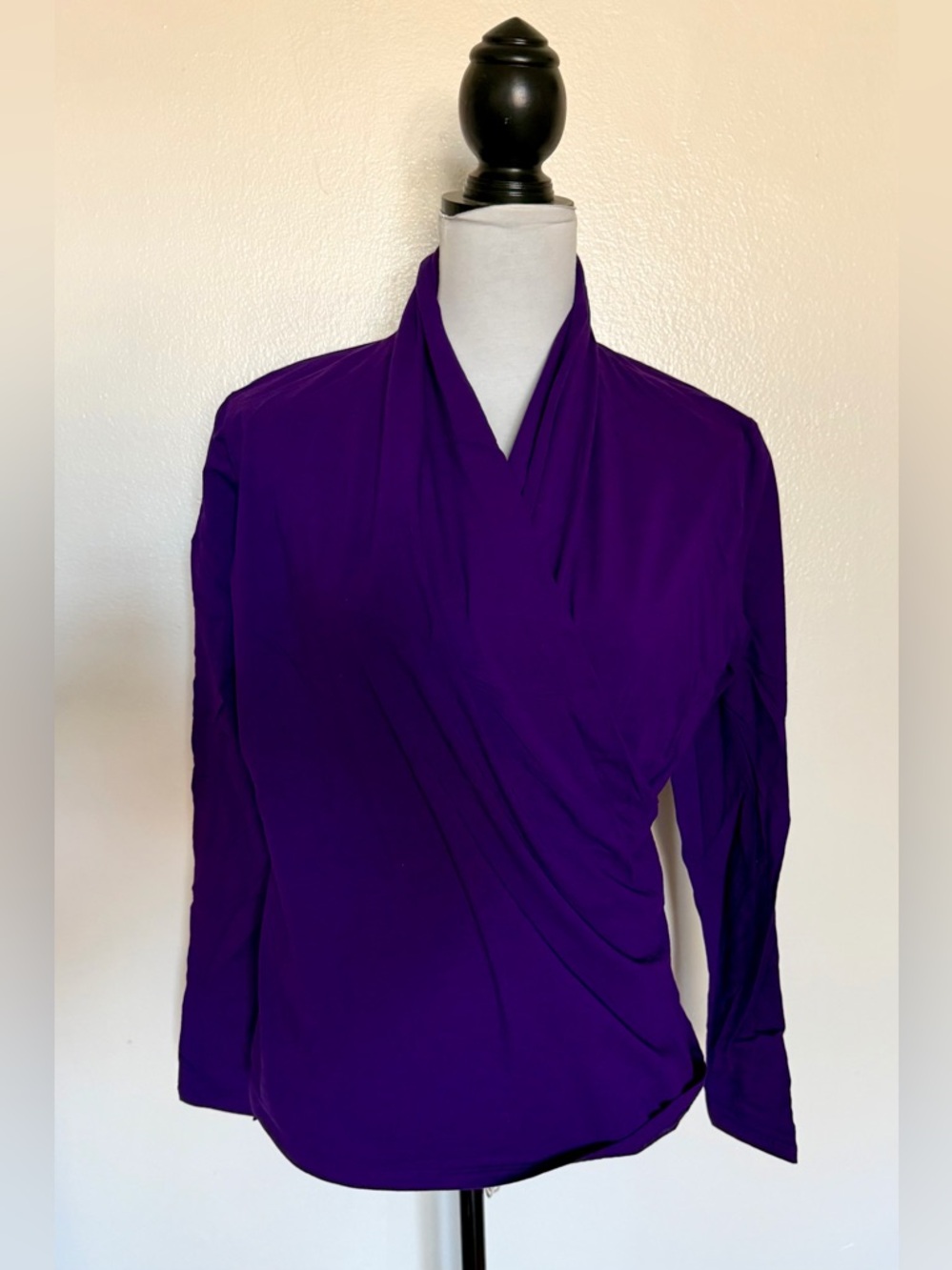Lauren Ralph Lauren Purple Draped Wrap-Style Blouse